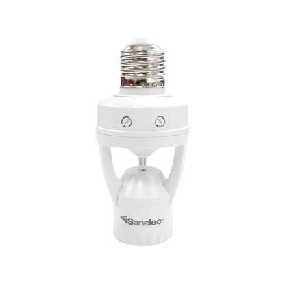 Socket con sensor de movimiento E27 blanco Sanelec, para encendido automático de luces y ahorro de energía.