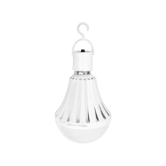 Lámpara de emergencia LED recargable Sanelec 9W blanca, portátil con gancho para colgar