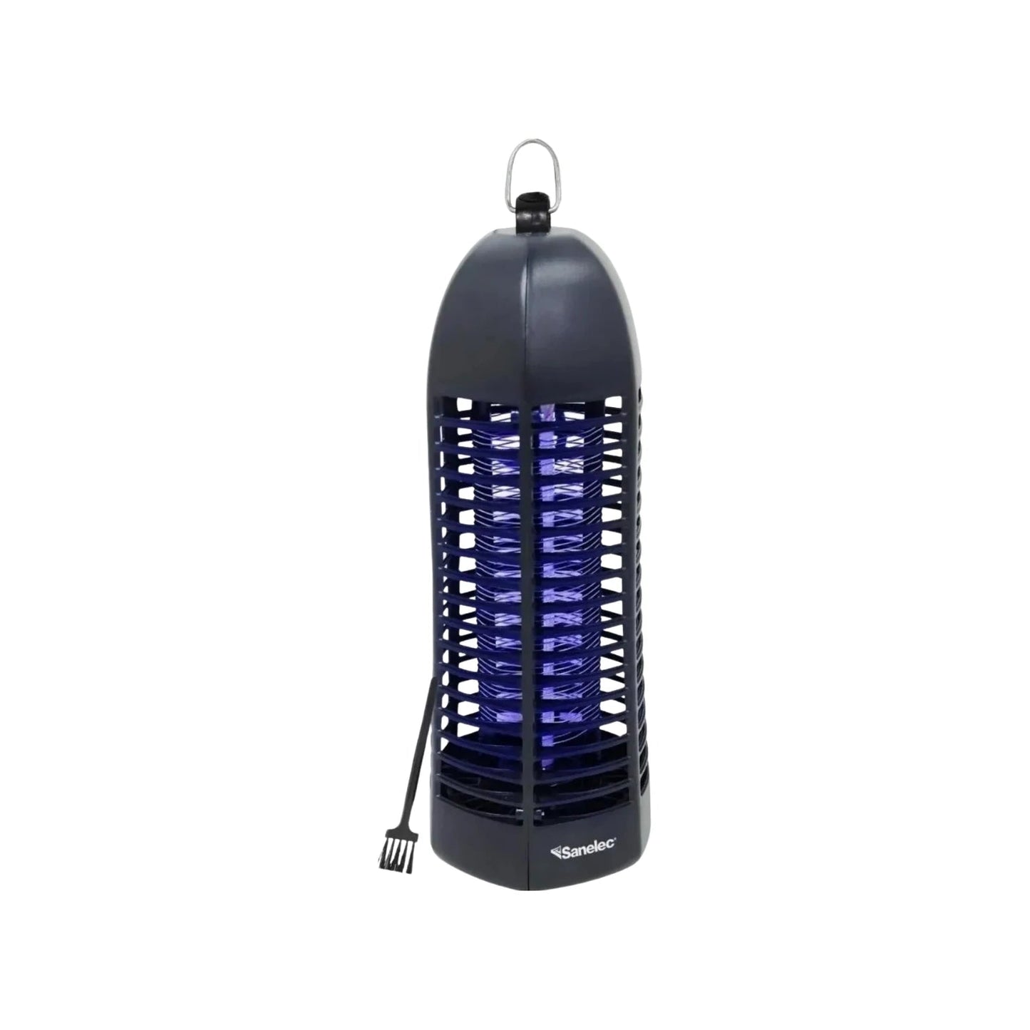 Exterminador de insectos eléctrico Sanelec negro con luz UV y rejilla, incluye cepillo de limpieza