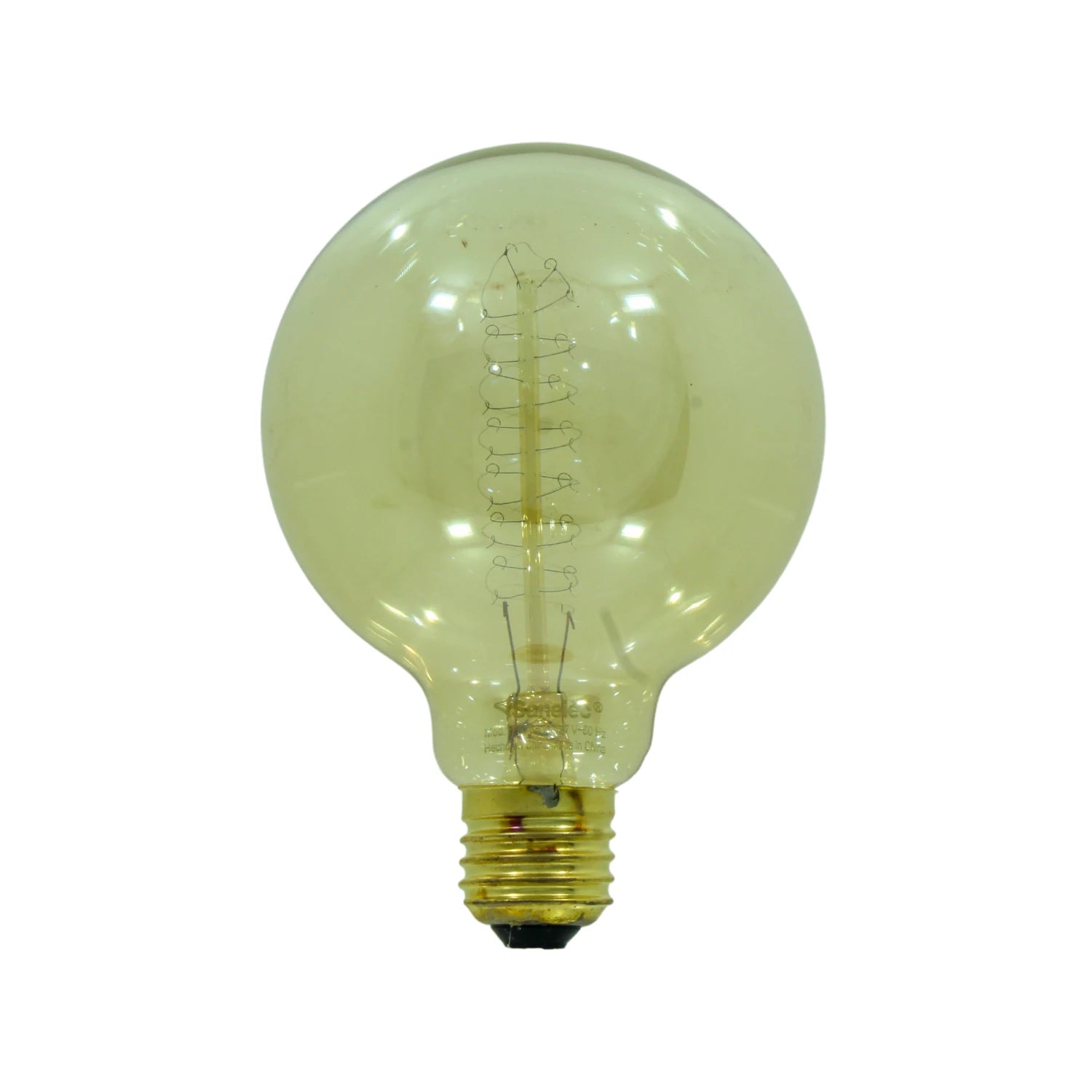 Lámpara vintage Sanelec 35W, incandescente globo, filamento espiral, vidrio ámbar, base dorada