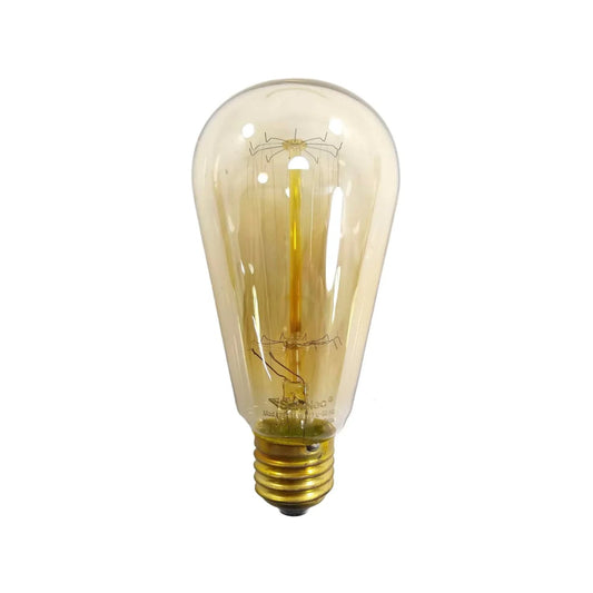 Foco vintage incandescente Sanelec 35W tipo pera con filamento expuesto, cristal ámbar para luz cálida