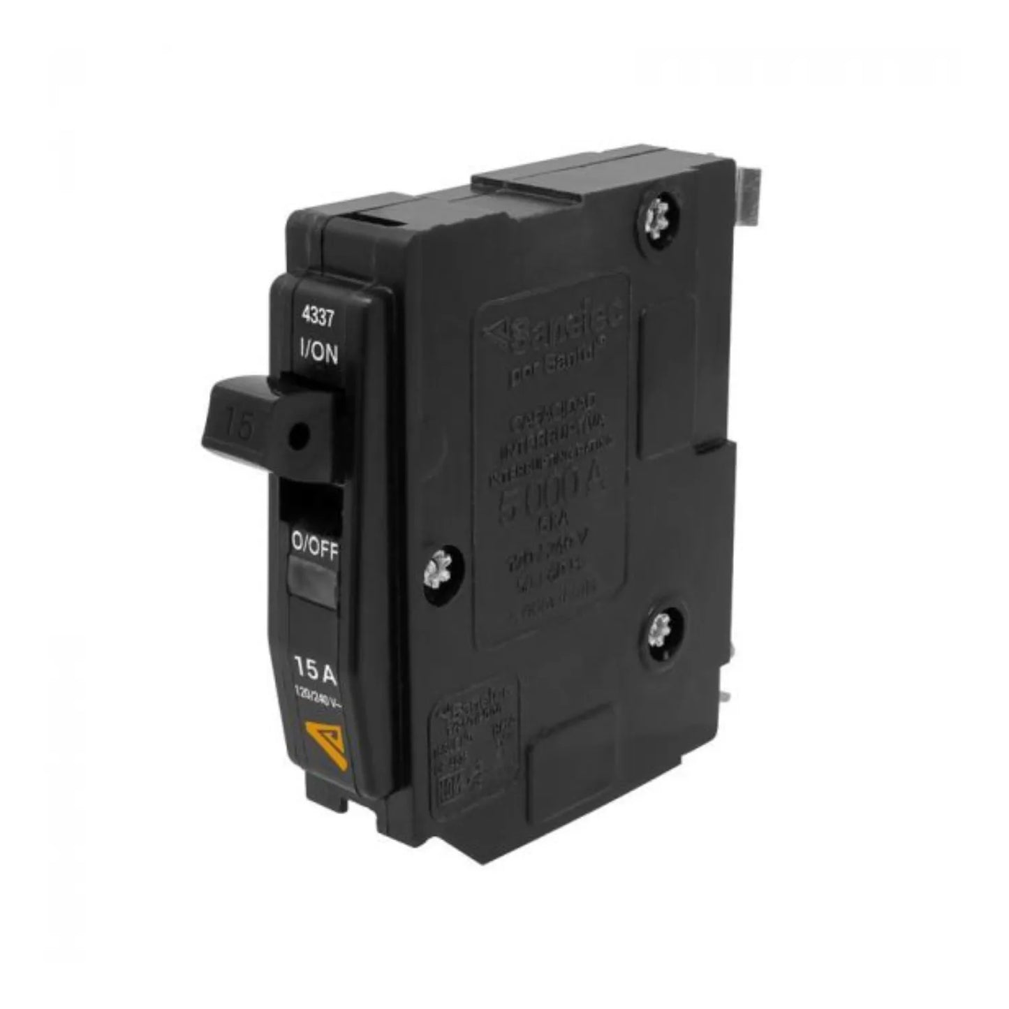 Breaker eléctrico Sanelec 15A 120/240V unipolar negro, capacidad 5000A, modelo 4337