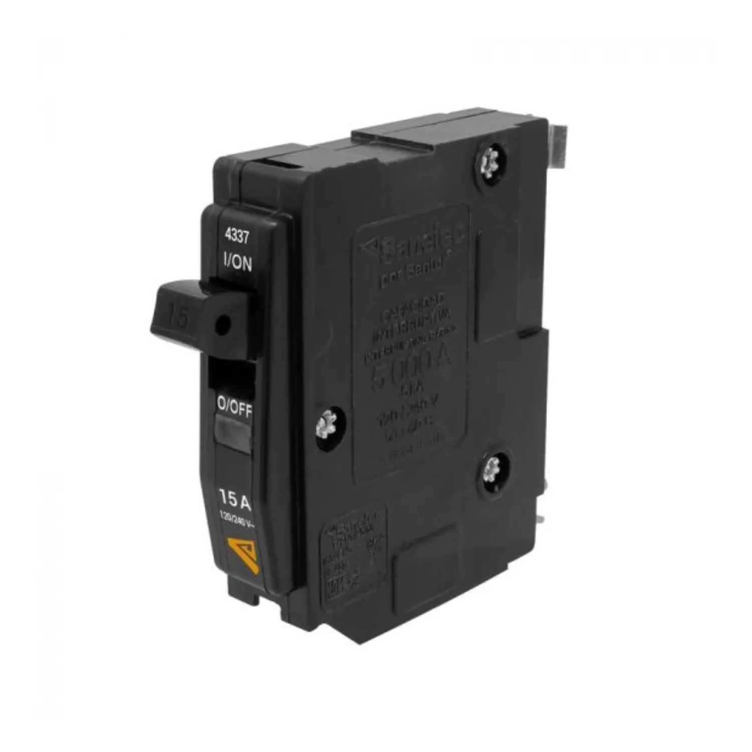 Breaker eléctrico Sanelec 15A 120/240V unipolar negro, capacidad 5000A, modelo 4337