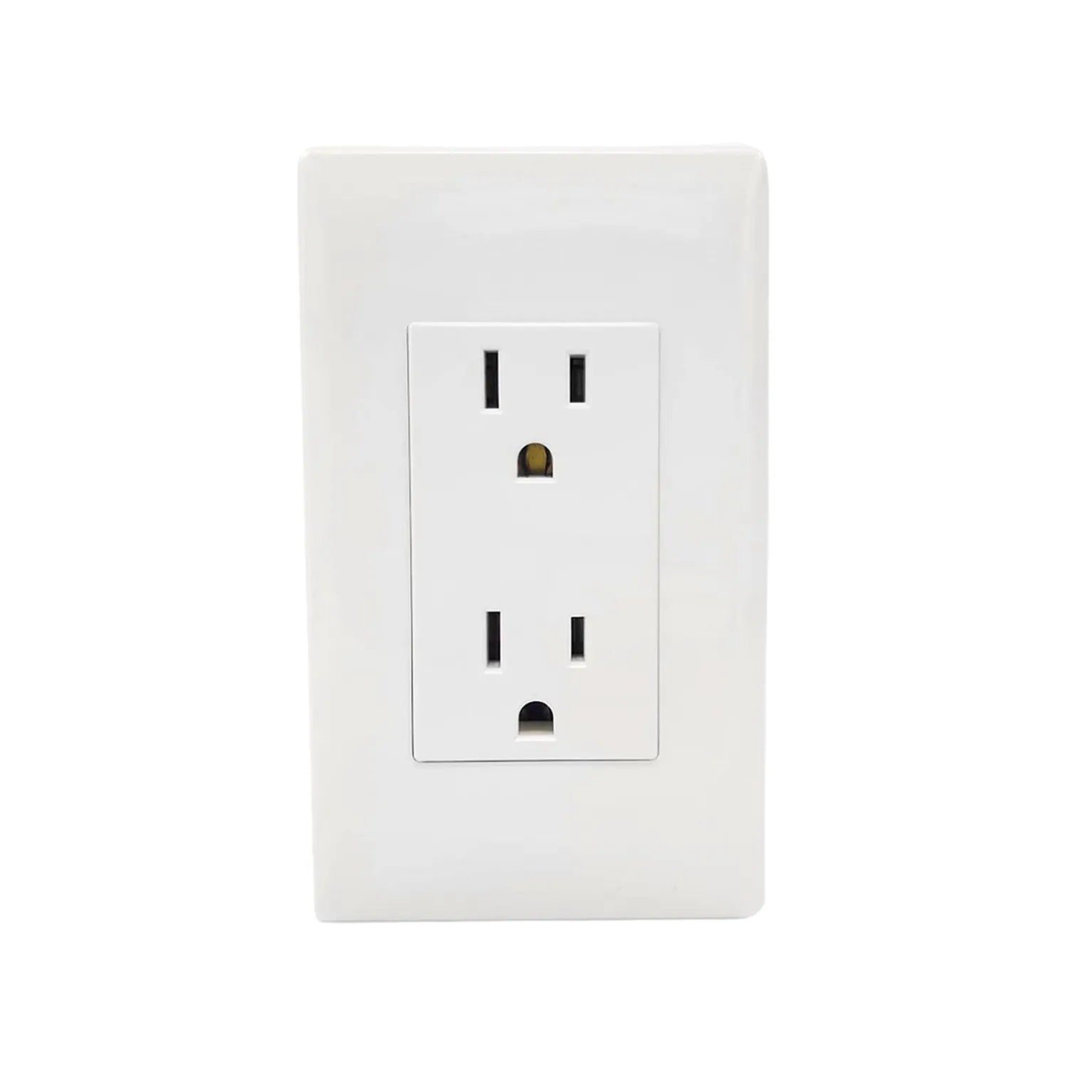 Tomacorriente dúplex blanco para pared, contacto eléctrico doble de uso residencial.