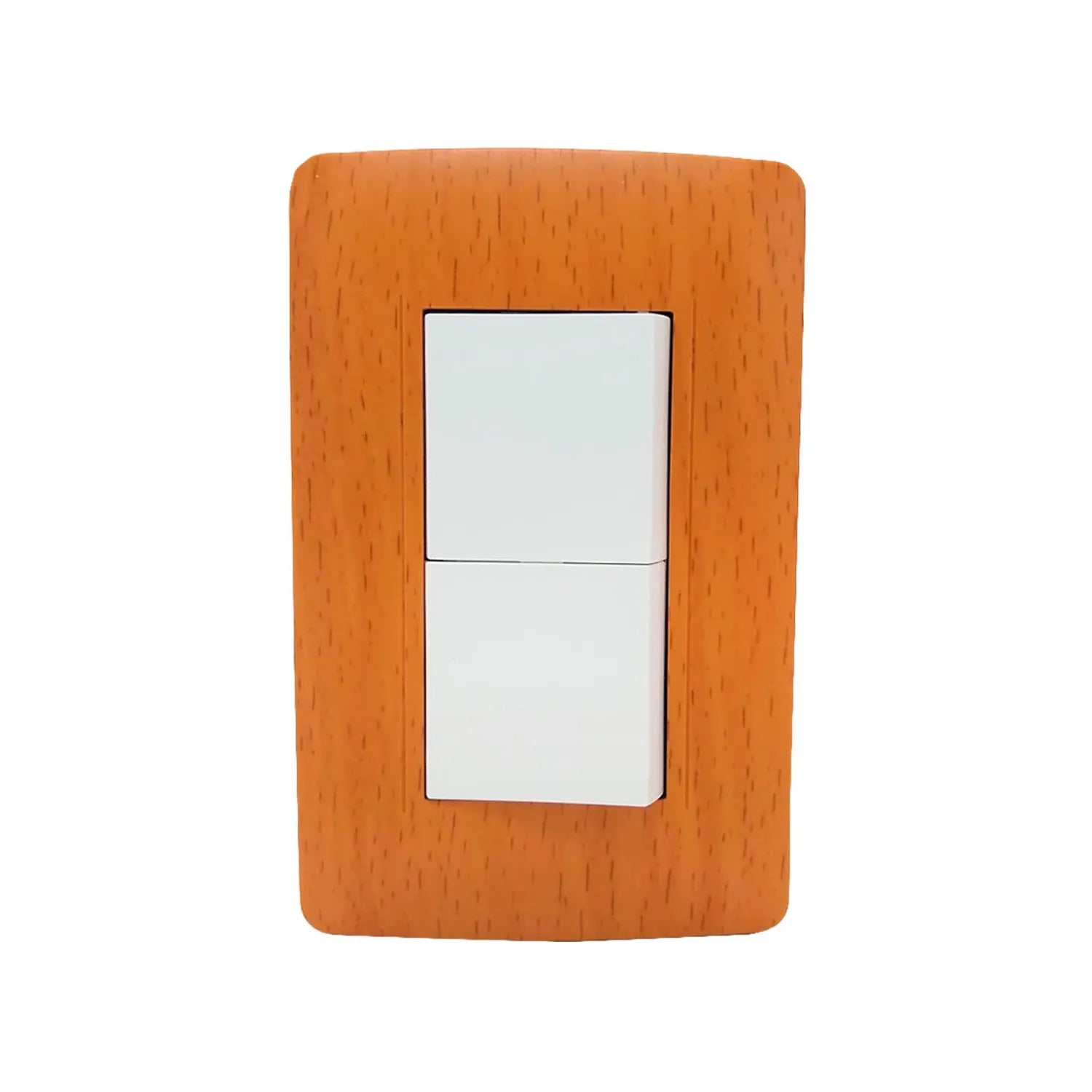 Placa de madera Toscana para dos apagadores de luz blancos