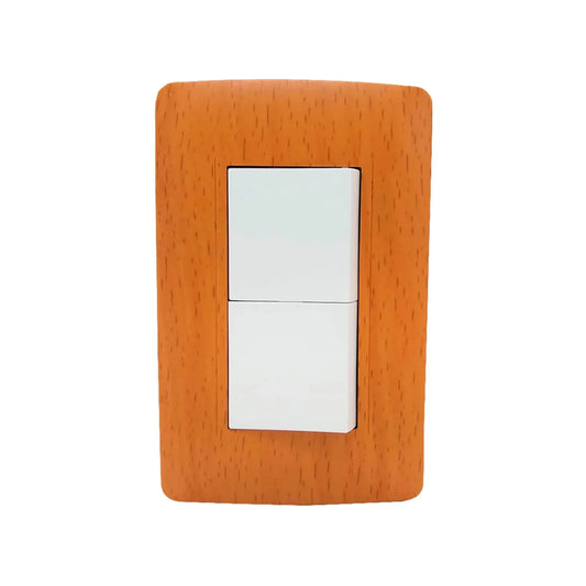 Placa 2 apagadores Sanelec 4509 wooden toscana