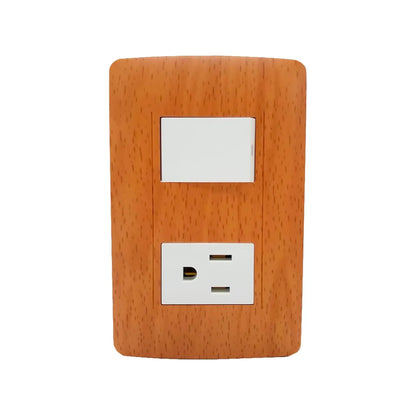 Placa 1 apagador/1 contacto Sanelec 4511 wooden toscana