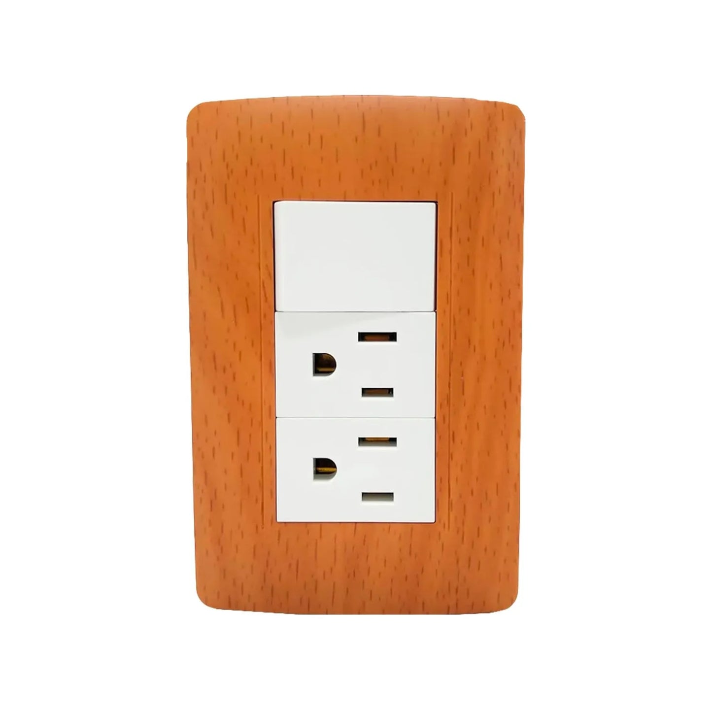 Placa 1 apagador/2 contactos Sanelec 4531 wooden toscana
