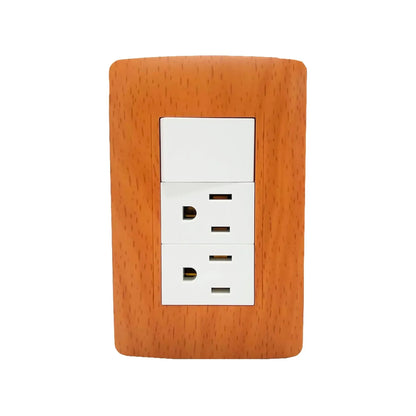 Placa 1 apagador/2 contactos Sanelec 4531 wooden toscana