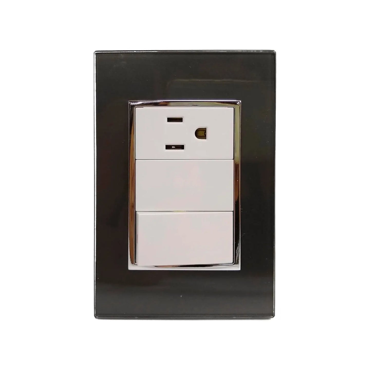 Placa 1 apagador/1 contacto negra Sanelec 4538 venecia
