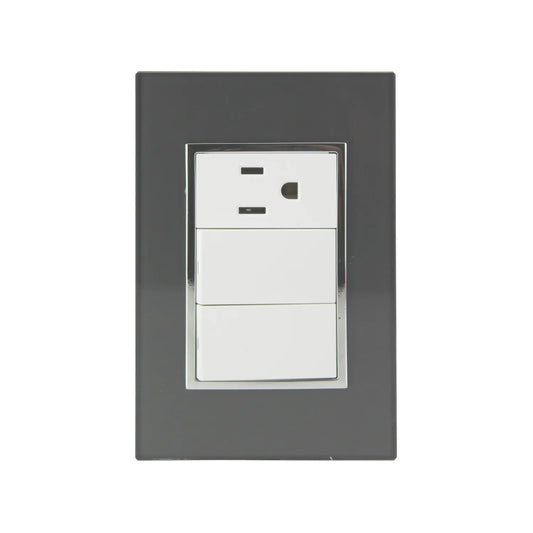 Placa 2 apagadores/1 contacto negra Sanelec 4541 venecia