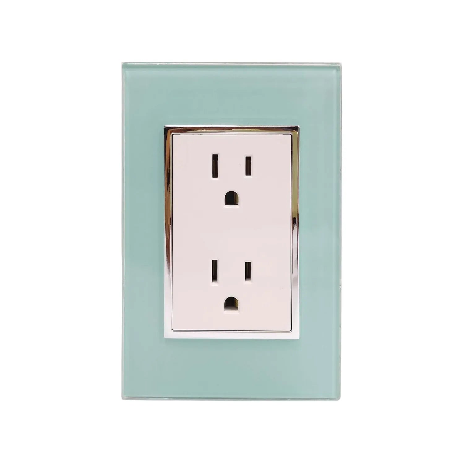 Placa doble contacto eléctrico azul Venecia de vidrio, para enchufes de pared modernos