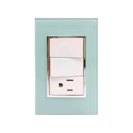 Placa 2 apagadores/1 contacto azul Sanelec 4553 venecia
