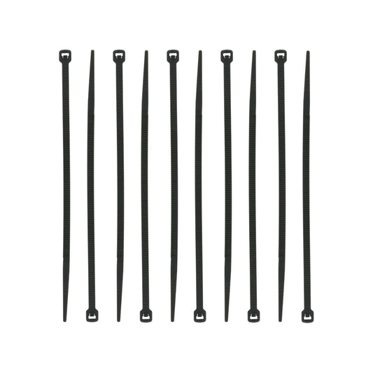 Cinchos negros de plástico, paquete de 10 piezas, para organización de cables y sujetacables.