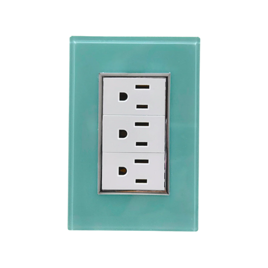 Placa 3 contactos azul Sanelec 4591 venecia