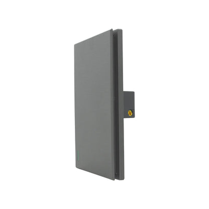 Interruptor de pared moderno gris antracita cepillado con indicador LED verde y diseño de placa ultra delgada