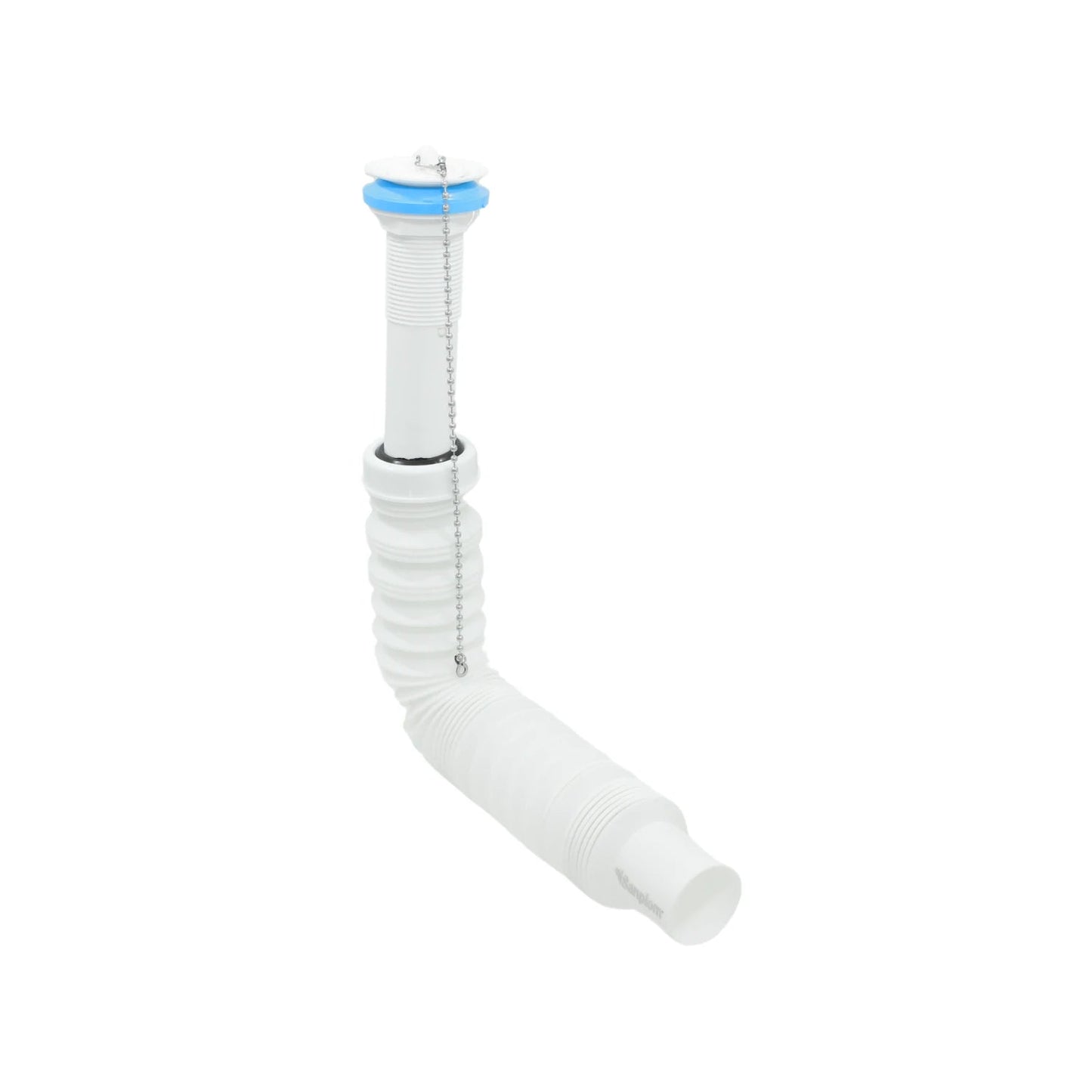 Cespol flexible blanco Sanplom para lavabo con cadena de tapón, sifón de desagüe corrugado
