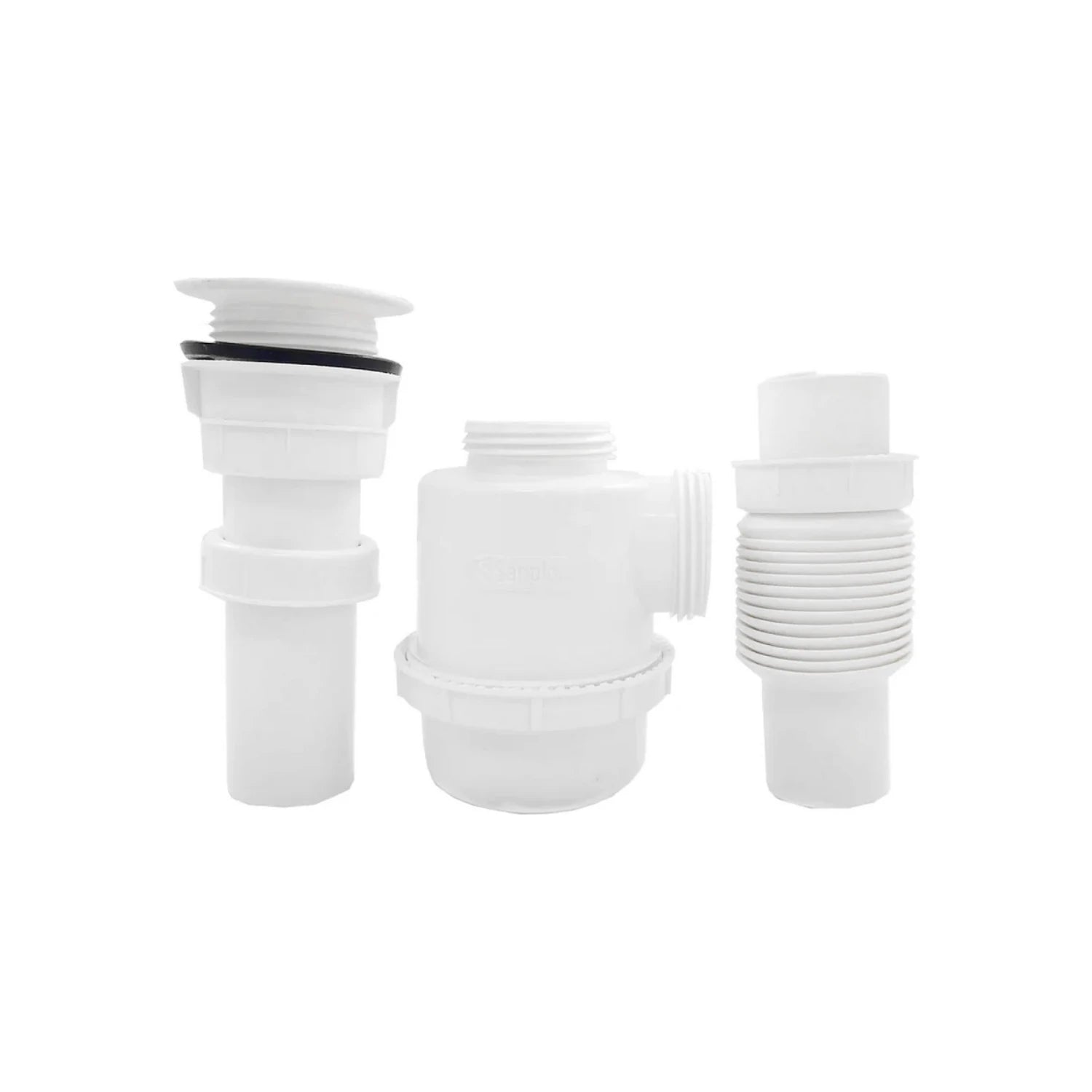 Cespol para fregadero flexible con trampa tipo botella Sanplom, kit desagüe blanco de plástico para cocina