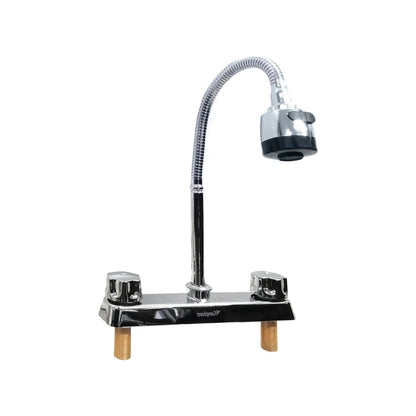 Mezcladora de cocina cromada de 8 pulgadas con manguera flexible y rociador