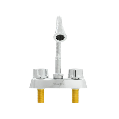 Mezcladora para lavabo 4 pulgadas Sanplom cromada con cuello flexible y doble manija