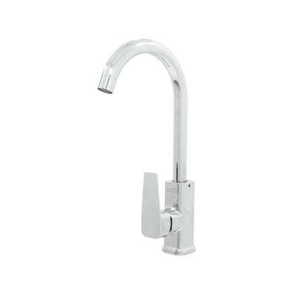 Mezcladora monomando ESSENZA para fregadero, acabado cromado brillante, caño alto tipo cuello de ganso.