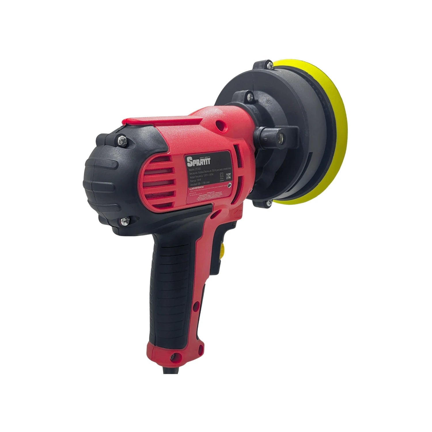 Pulidora eléctrica Sprayit SP53002 roja y negra con 700W de potencia y pad de espuma amarillo para autos