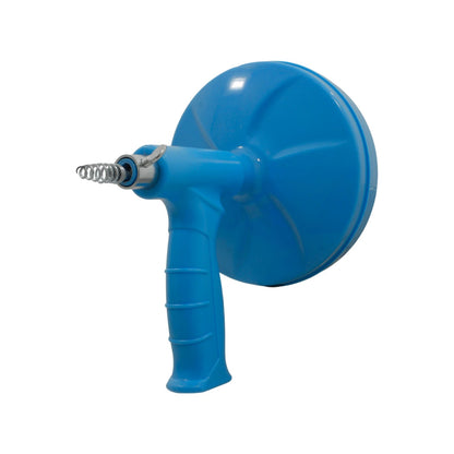 Destapacaños manual azul con cable de resorte para limpieza y desatasque de drenajes