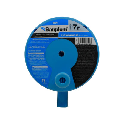 Destapacaños de resorte Sanplom 8596 azul 7m anti-doblez para desazolve de tuberías, lavabos y WC.