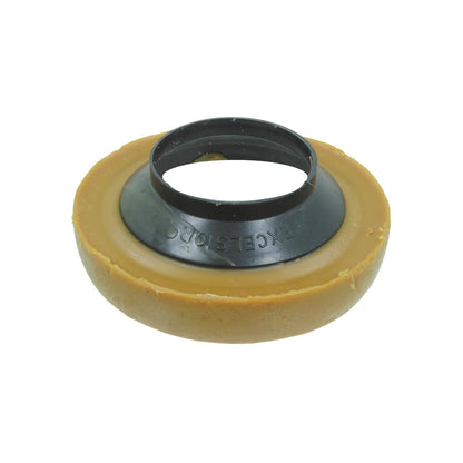 Anillo de cera marrón EXCELSIOR para inodoro, con embudo guía de plástico negro.