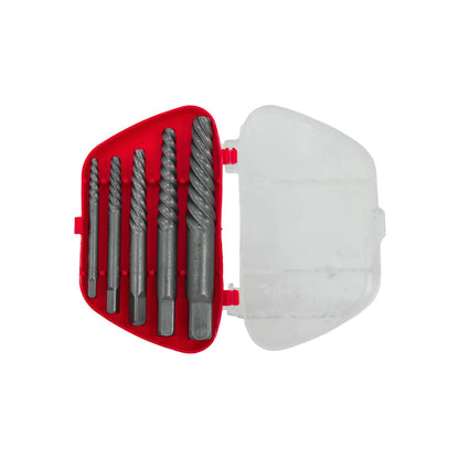 Juego de 5 extractores de tornillos Santul para tornillos barridos o dañados, en estuche protector rojo