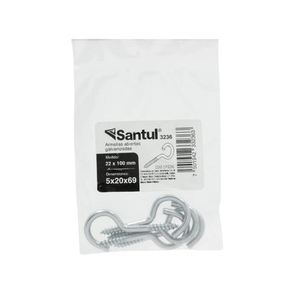 Armella abierta galvanizada Santul 22x100mm paquete de 5 piezas
