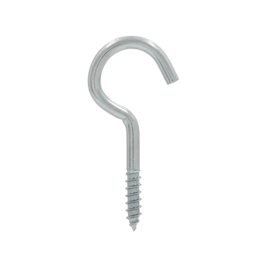 Armella abierta metálica plateada con rosca para madera, gancho de ojo para colgar