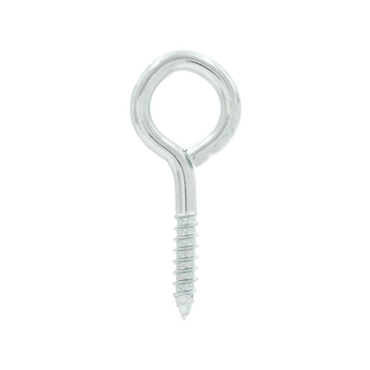 Armella cerrada metálica con rosca para madera. Tornillo cáncamo de ojo galvanizado plateado para fijación segura.