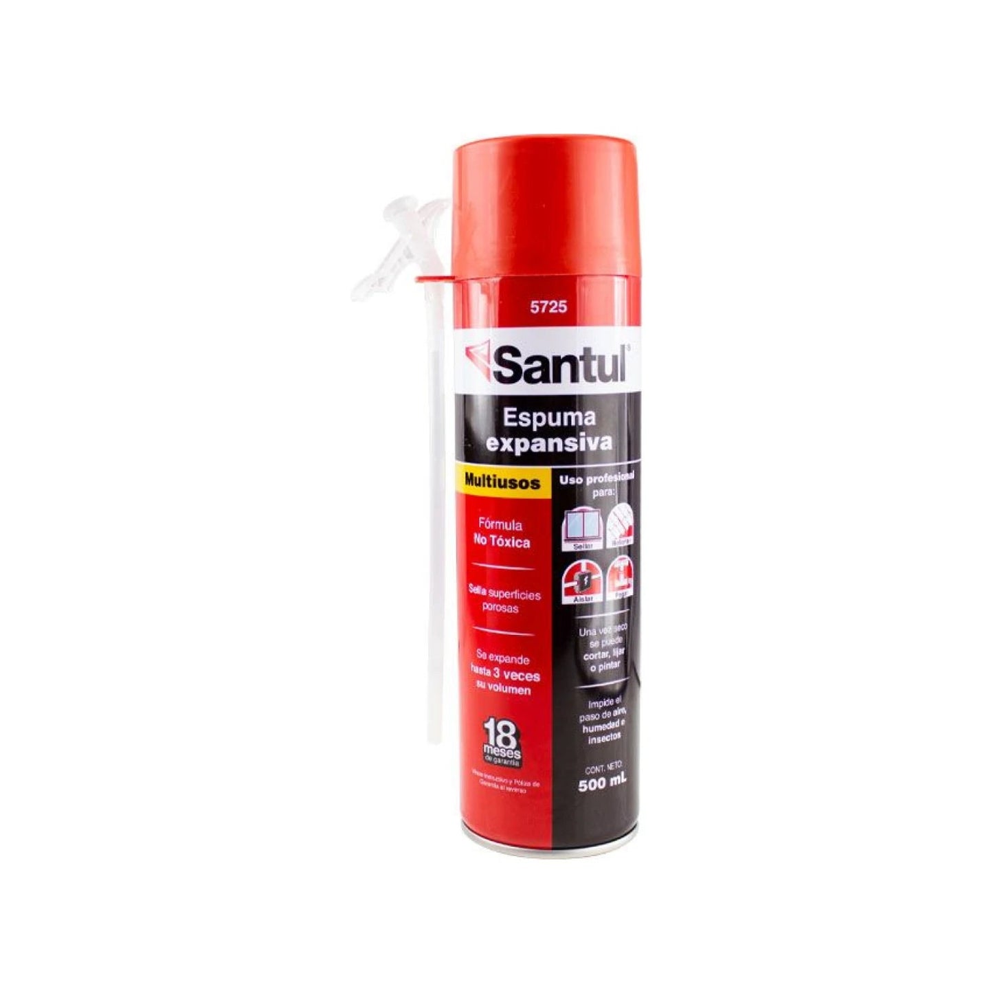 Espuma expansiva poliuretano Santul 5725 roja 500ml multiusos, sellador y aislante