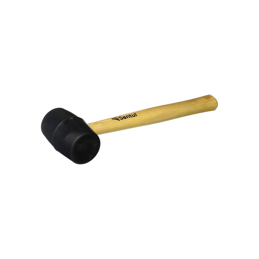 Mazo de hule negro 16 oz Santul con mango de madera para ensamblaje y golpear superficies delicadas