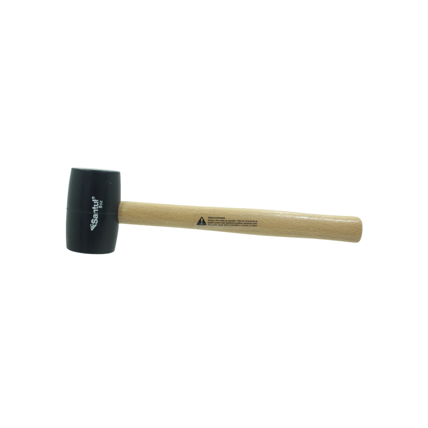 Mazo de hule Santul 8oz negro con mango de madera, herramienta para golpes suaves y sin marcas