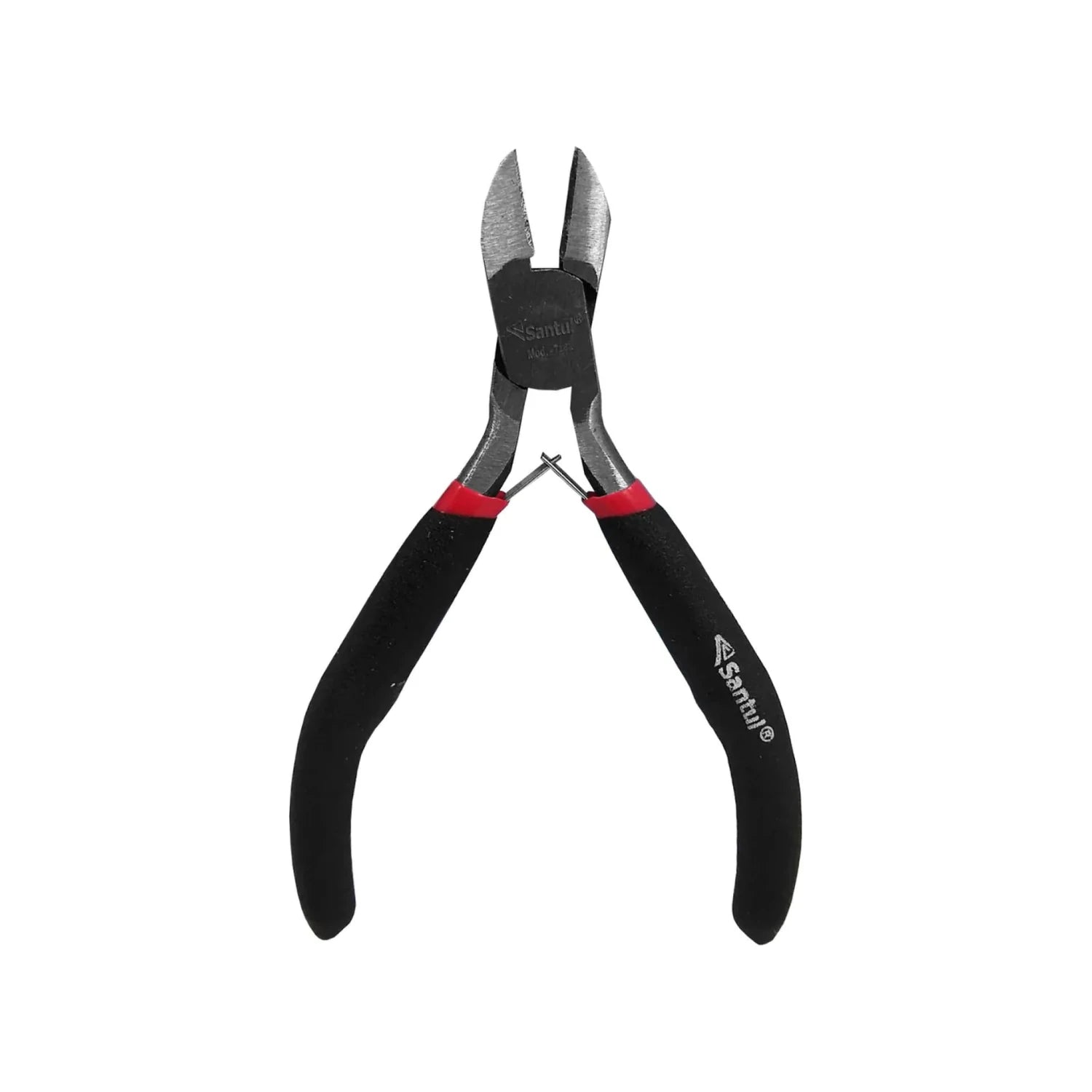 Pinza de corte diagonal Santul 4 1/4" para cables, mangos negros y rojos antideslizantes