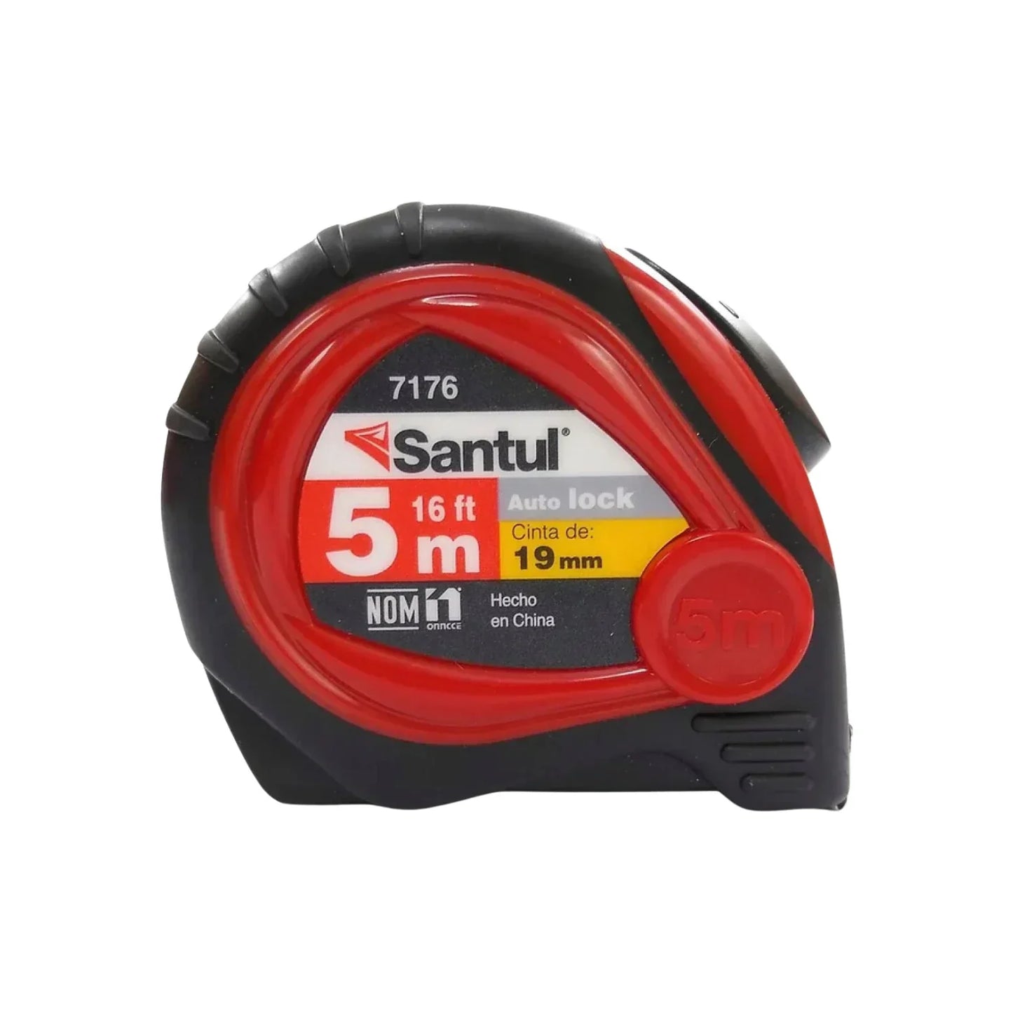 Flexómetro Santul 7176 autolock 5 metros 16 ft cinta 19mm rojo y negro