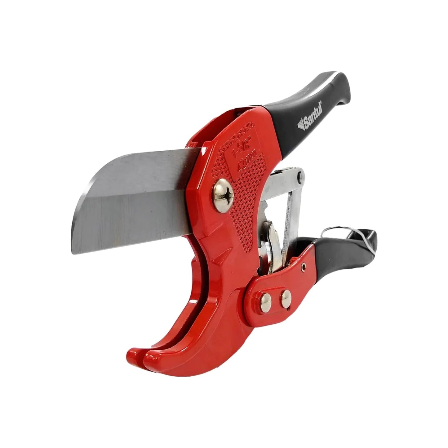 Corta tubo para PVC Santul rojo de 1 5/8" (42mm), herramienta de plomería para cortes precisos.