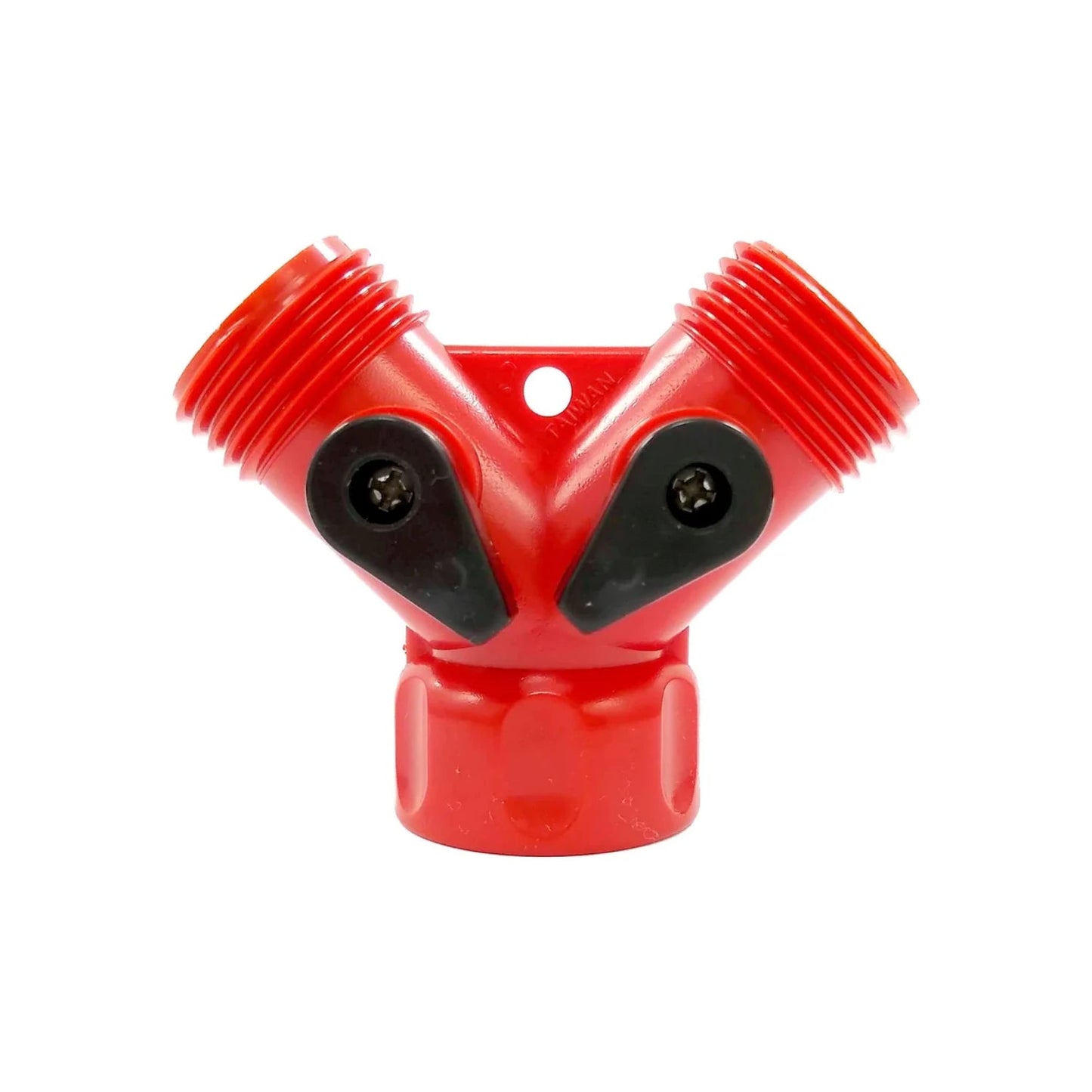 Conexión Y plástica roja para manguera de jardín con válvulas de cierre individuales 3/4"