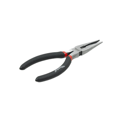 Pinza de punta y corte Santul 6 pulgadas con mangos ergonómicos negros y detalle rojo para trabajos de precisión