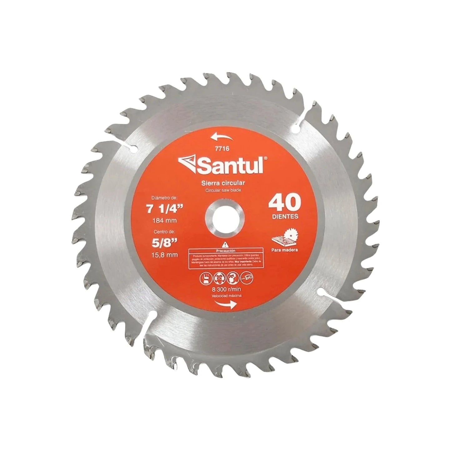 Disco sierra circular Santul 7716 de 7 1/4 pulgadas con 40 dientes para cortar madera