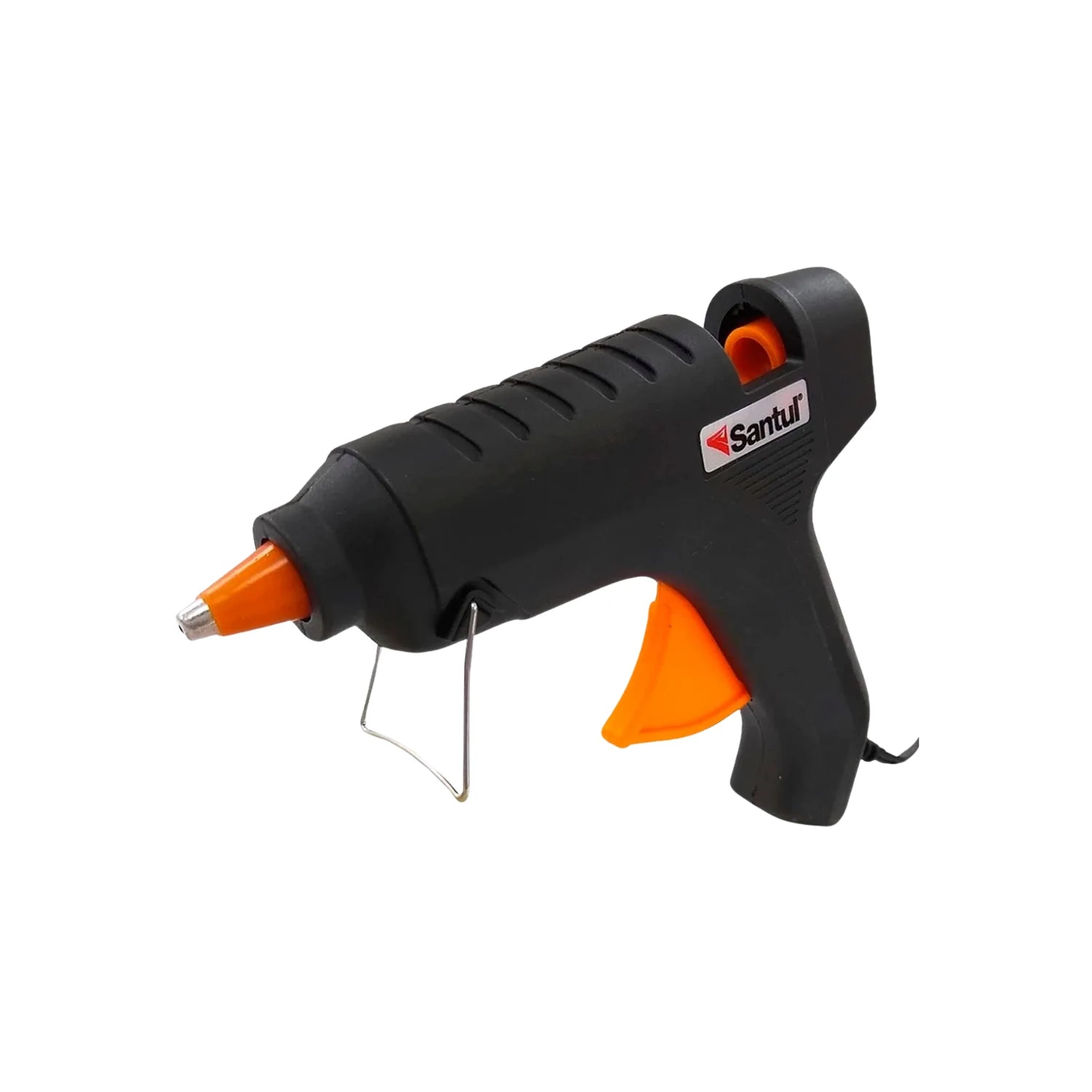 Pistola de silicón caliente Santul negra con gatillo y punta naranja para manualidades