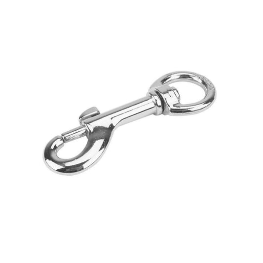 Bandola con destorcedor de zinc brillante, gancho mosquetón metálico plateado con ojo giratorio