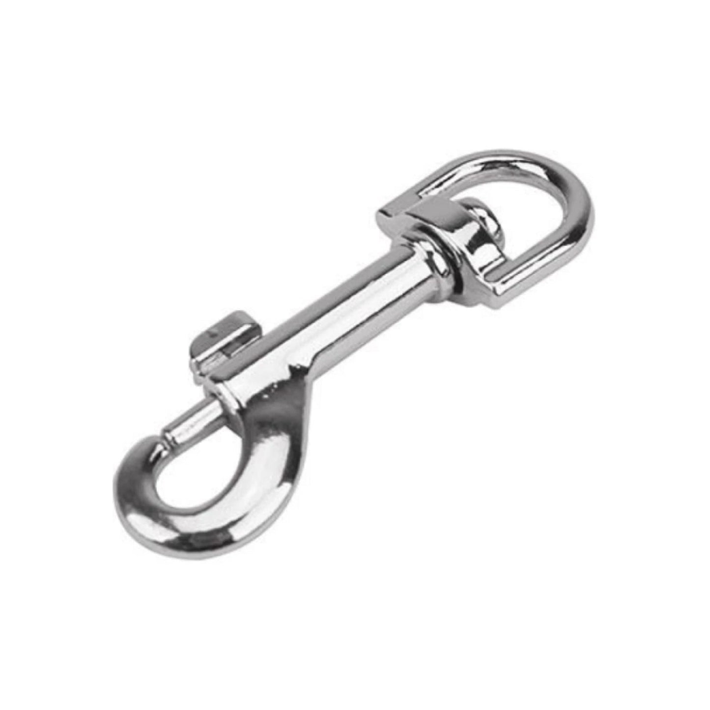 Bandola metálica con destorcedor giratorio, acabado plateado brillante.