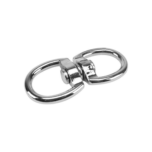 Destorcedor giratorio de metal plateado con doble argolla para cadenas y herrajes resistentes