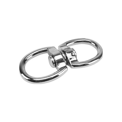 Destorcedor giratorio de zinc 1/4" con doble argolla oval, conector metálico brillante para uso en ferretería