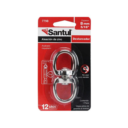 Destorcedor de zinc niquelado Santul 7798, 8mm (5/16"), límite 70kg