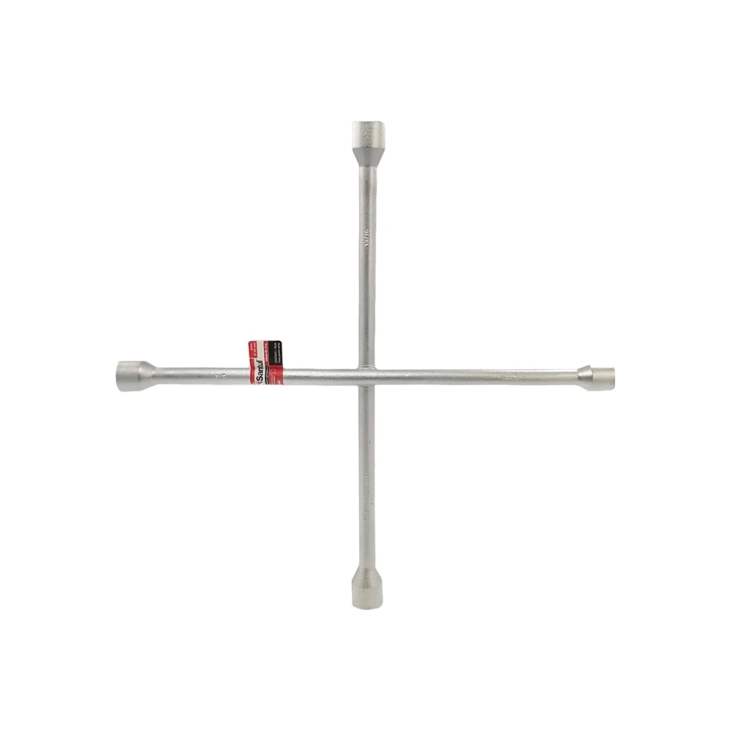 Llave de cruz Santul 18 pulgadas de 4 vías para tuercas de rueda, acero cromado automotriz.