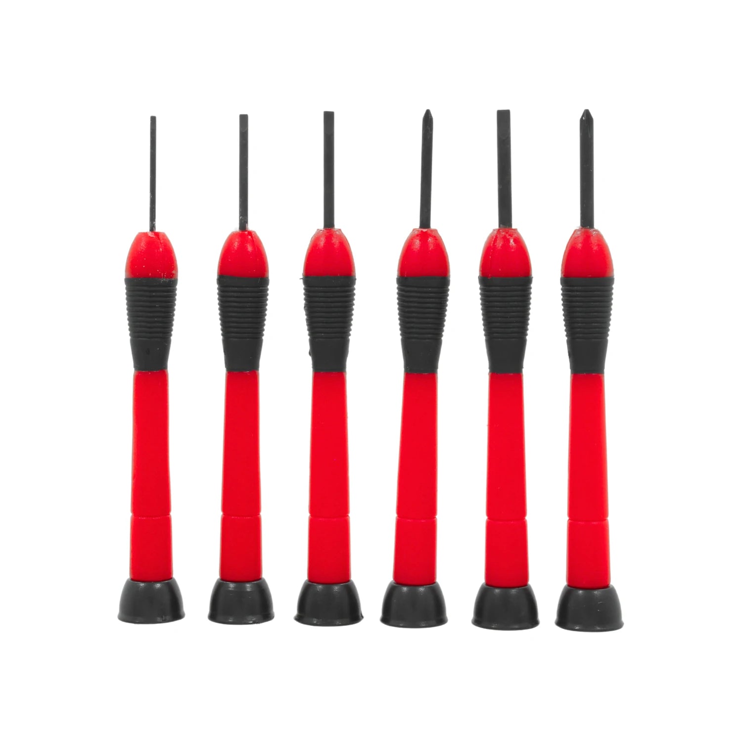 Juego de 6 desarmadores de precisión joyero puntas planas y Phillips, mangos ergonómicos rojo y negro